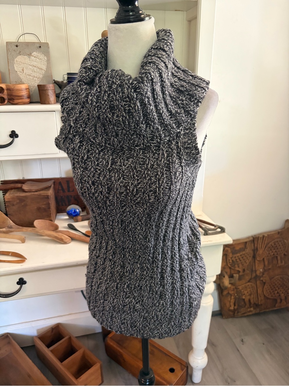 Saks Fifth Avenue Sleeveless Cowl Neck Knit Sweater - Gray